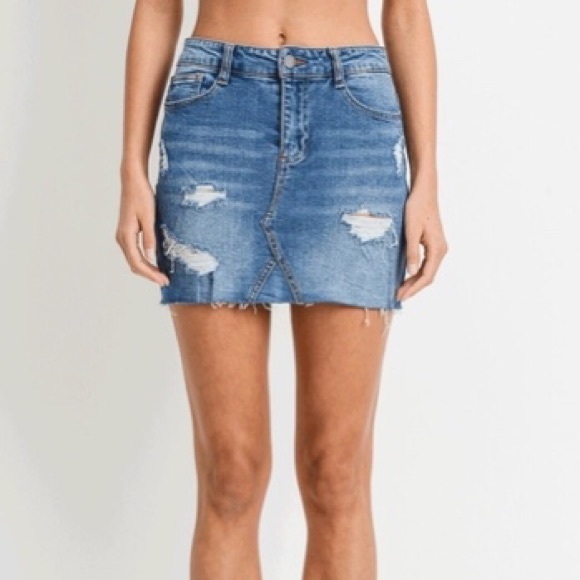 Black Label Dresses & Skirts - Black Label Ripped Jean Skirt